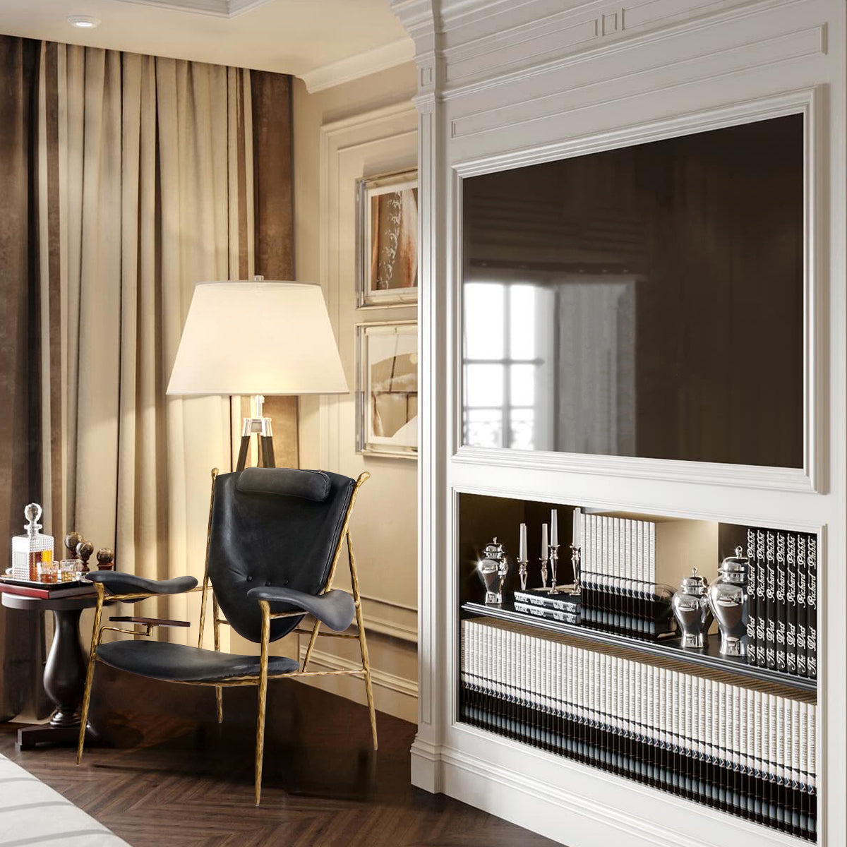 Vintage Forged Enamel Wooden Plate Leather Armchair