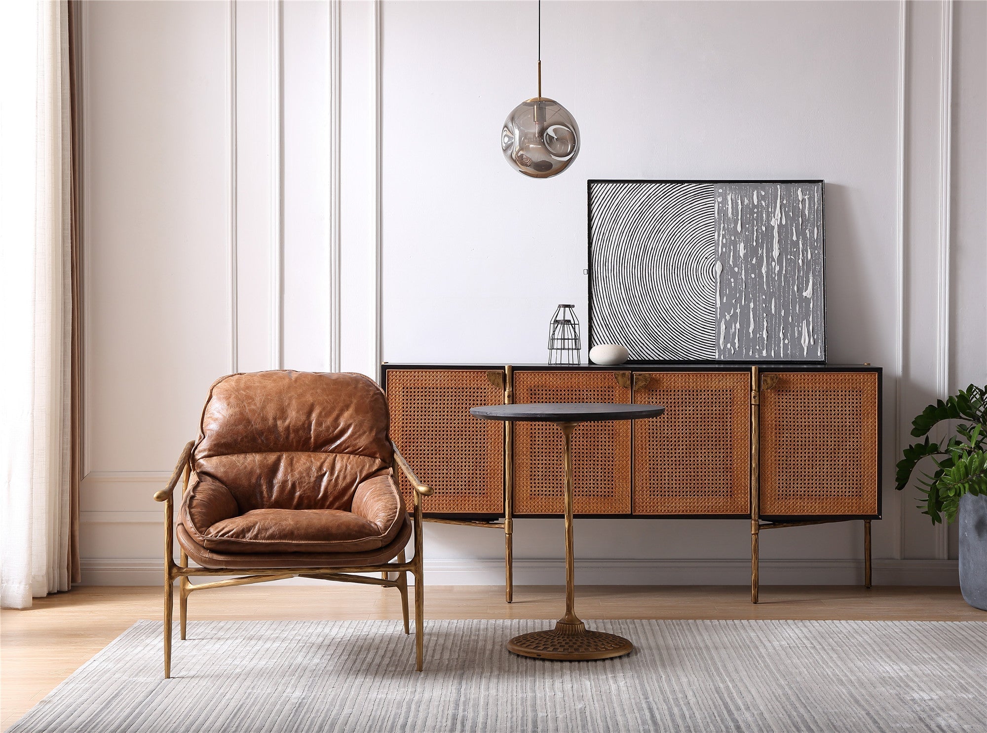 Vintage Forged Brown Leather Accent Chairs