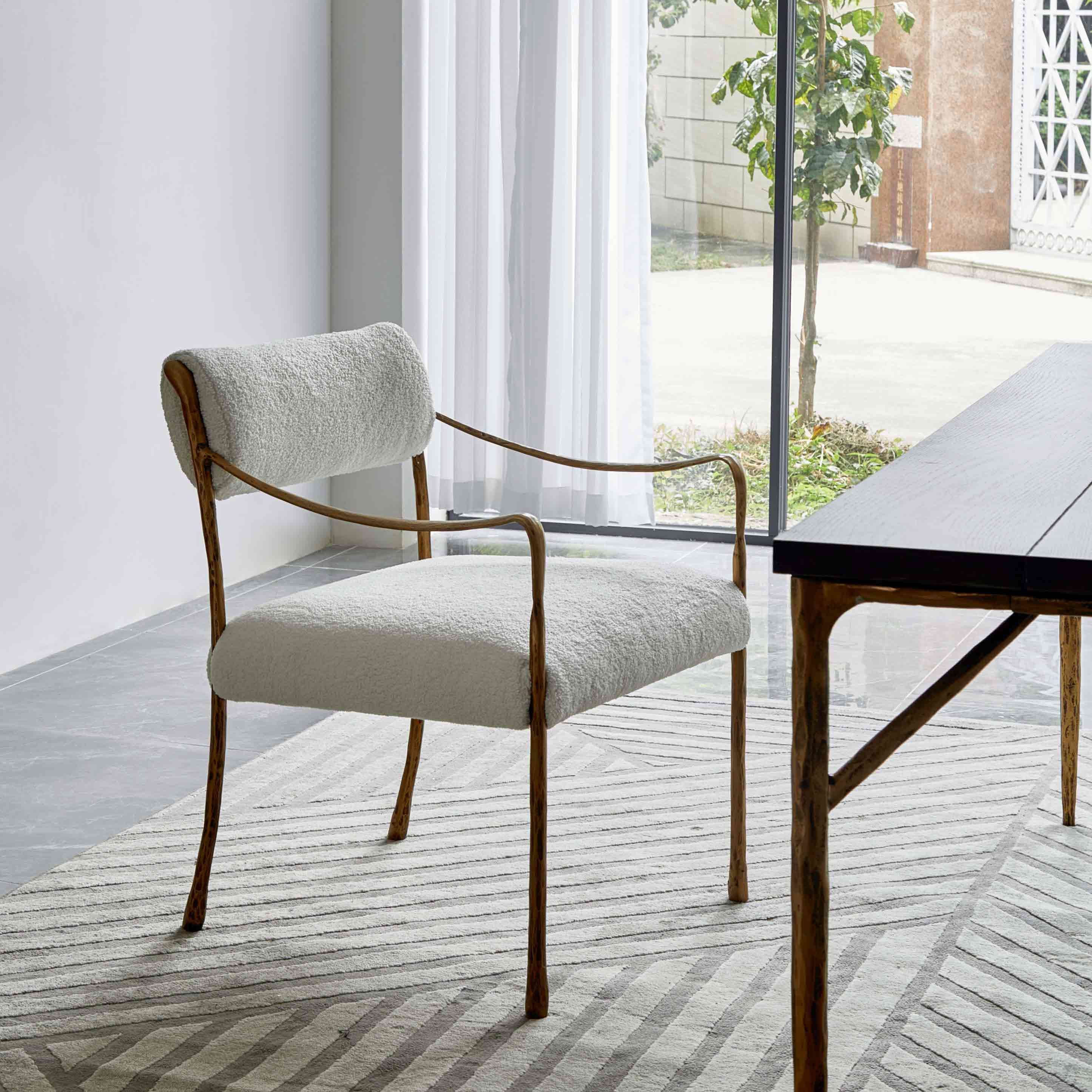 Vintage Forged Retro Copper Iron Frame Dining Chair