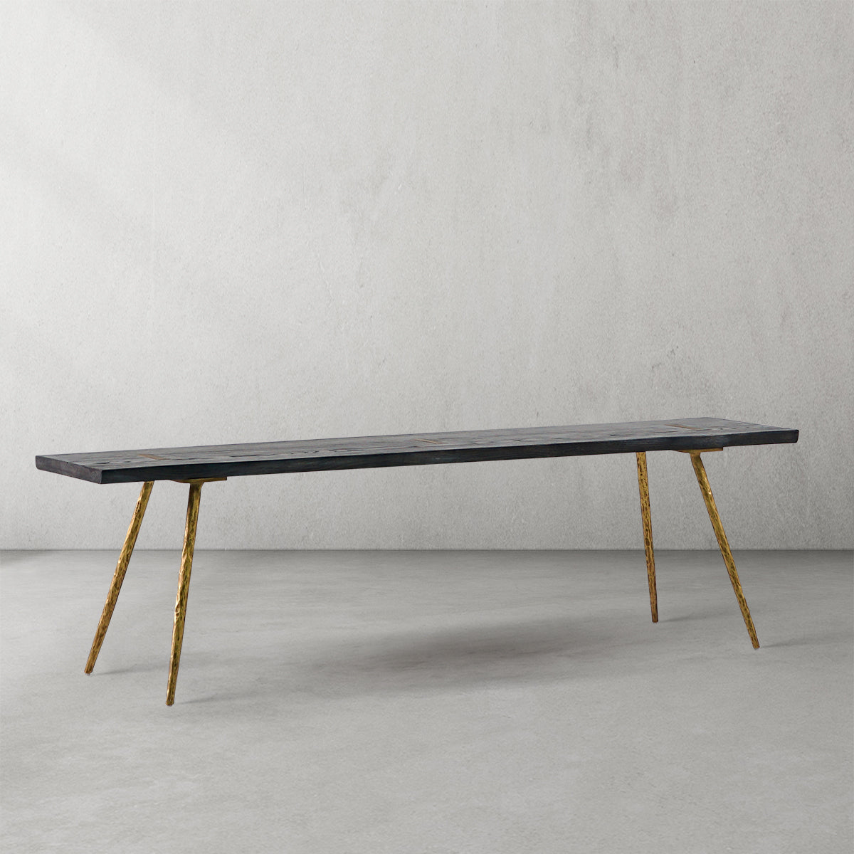 Vintage Forged Retro Copper Frame Solid Wood Dining Bench