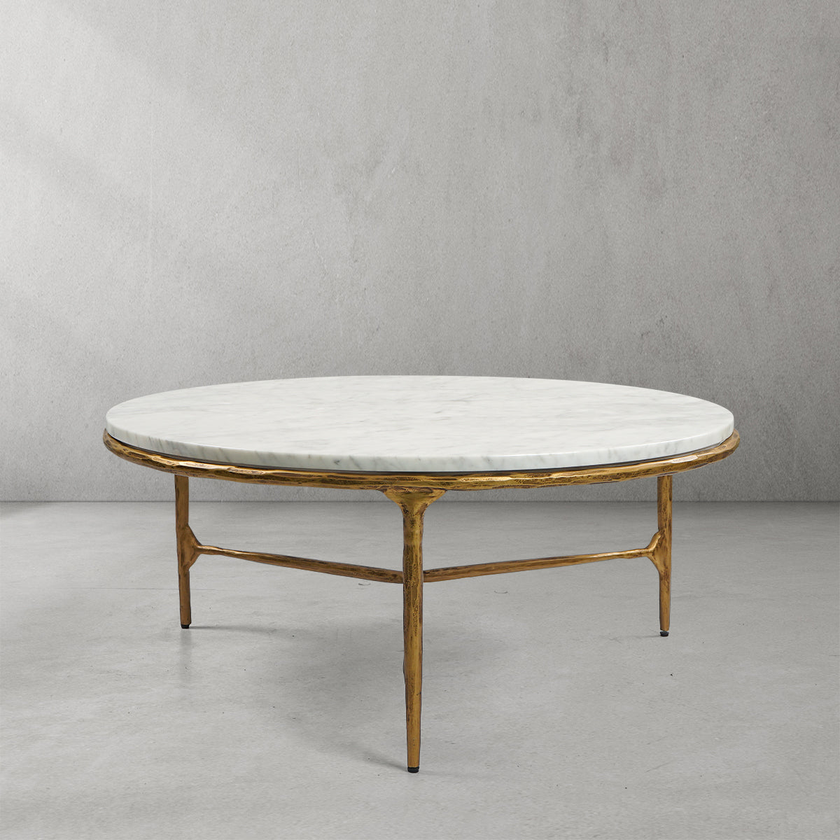 Vintage Forged Marble Round Coffee Table