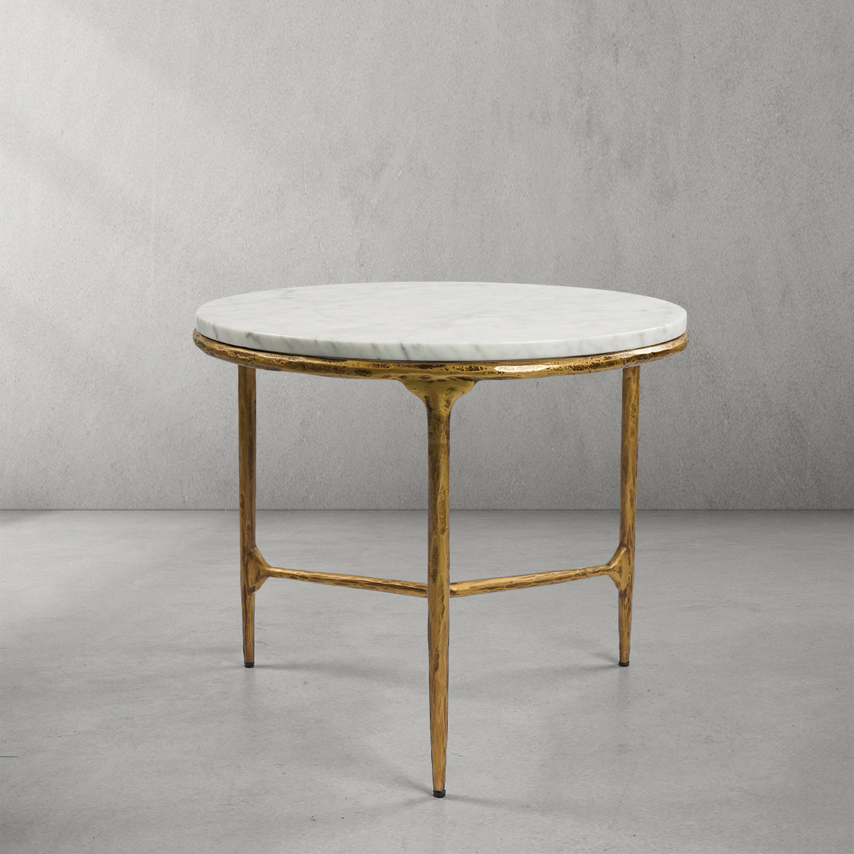 Vintage Forged Marble Round Side Table