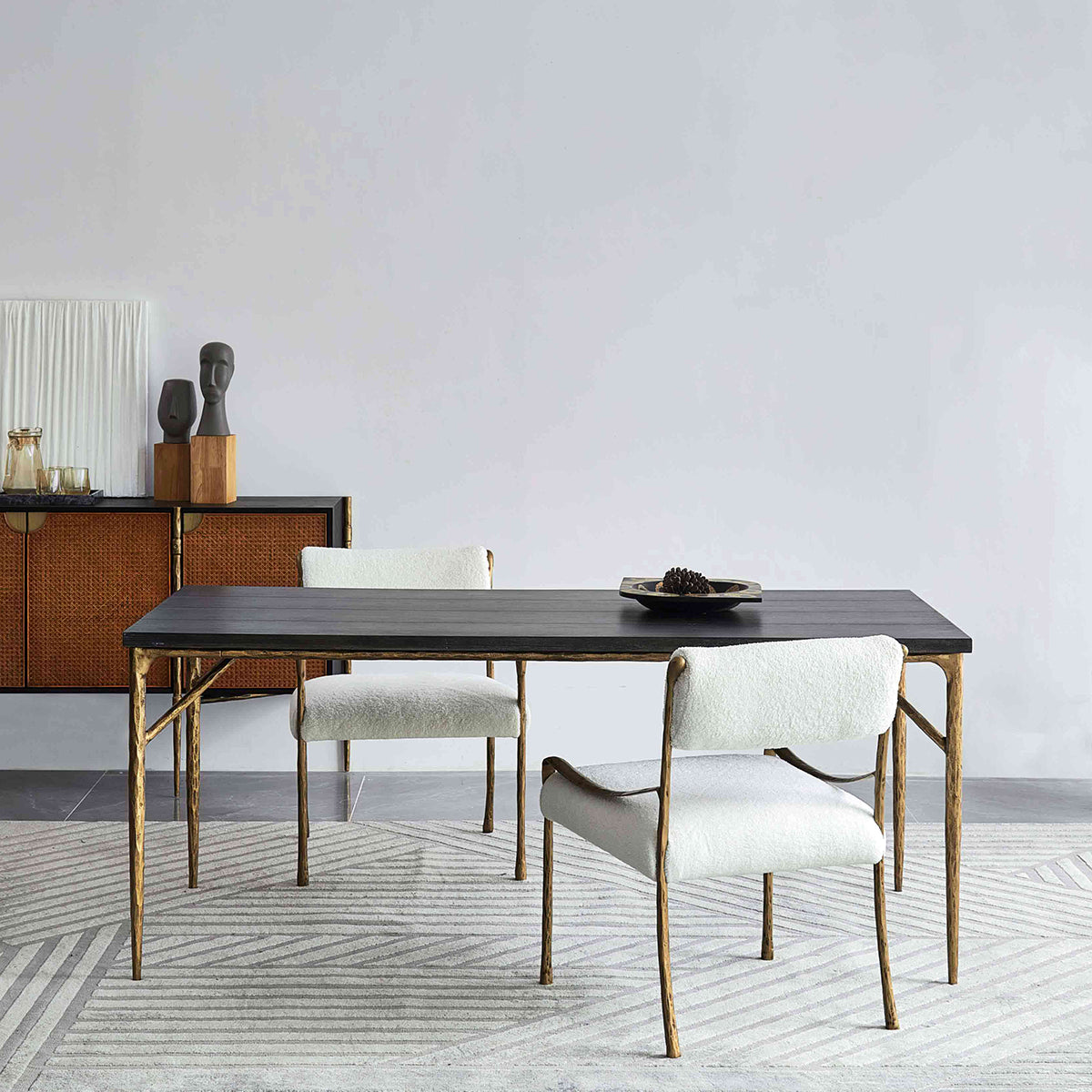 Vintage Forged Retro Copper Iron Frame Armless Dining Chair