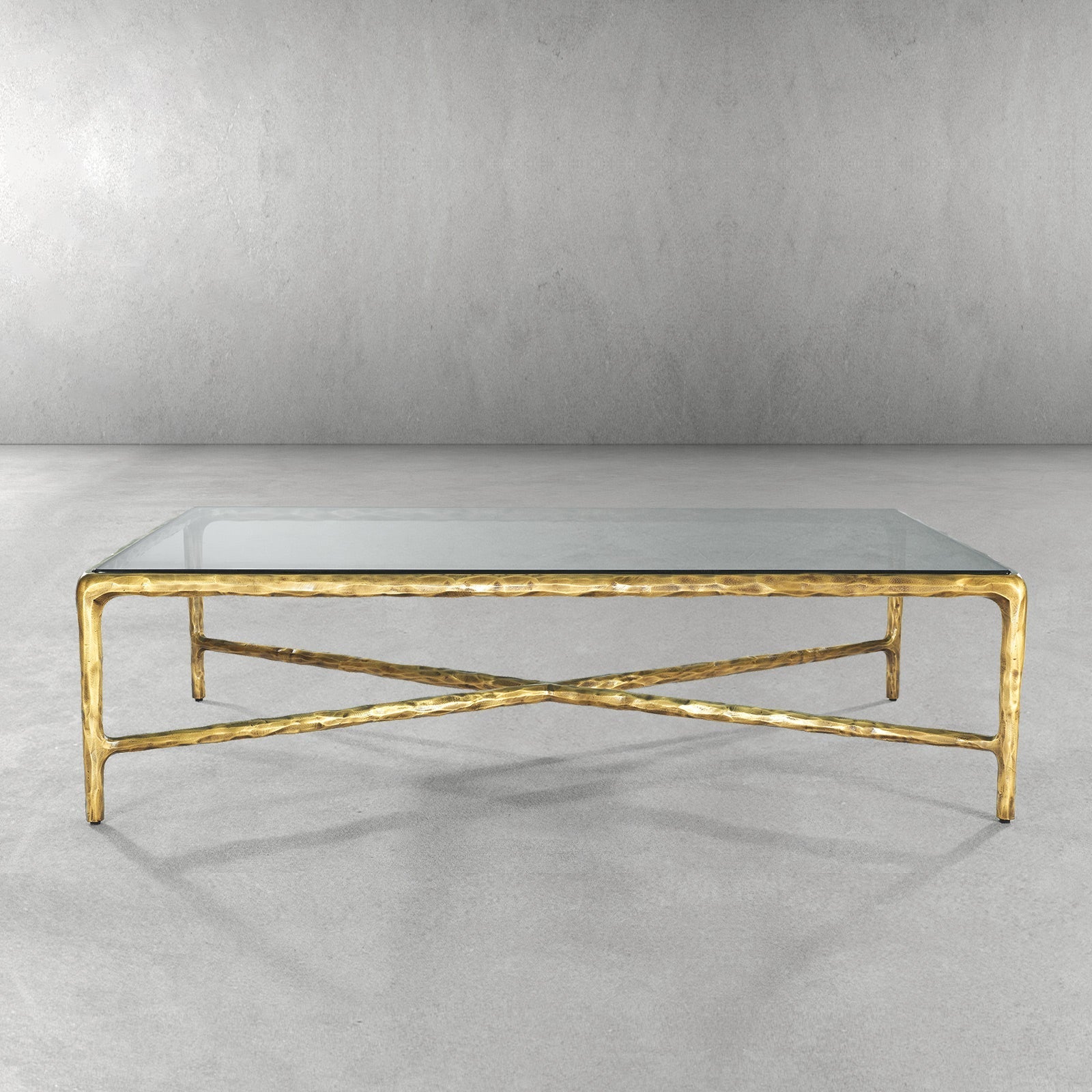 Vintage Forged Glass Rectangular Coffee Table
