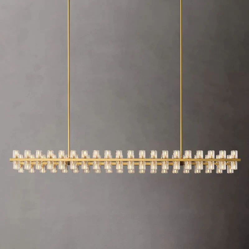 Akio Wine-Glass Rectangular Chandelier 72" Modern Kitchen Ceiling Light Fixture for Hanging Over Table