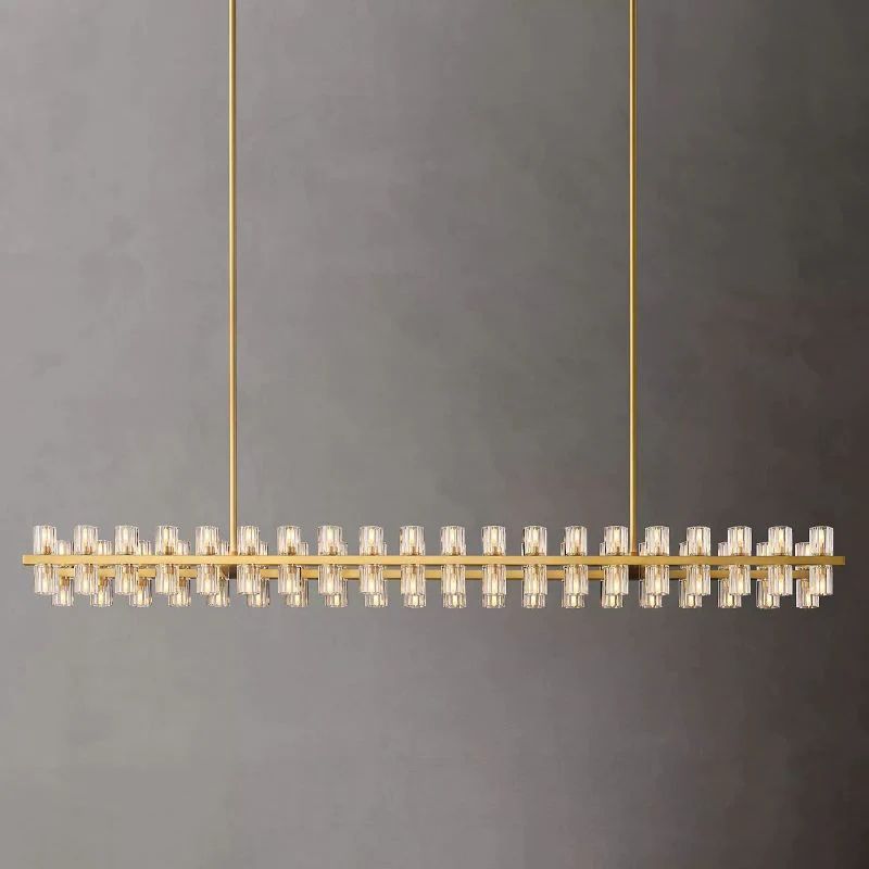 Akio Wine-Glass Rectangular Chandelier 72" Modern Kitchen Ceiling Light Fixture for Hanging Over Table