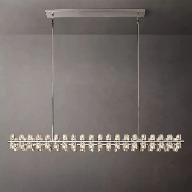 Akio Wine-Glass Rectangular Chandelier 72" Modern Kitchen Ceiling Light Fixture for Hanging Over Table