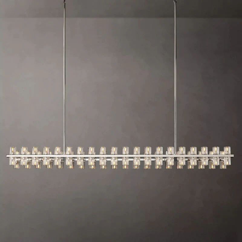 Akio Wine-Glass Rectangular Chandelier 72" Modern Kitchen Ceiling Light Fixture for Hanging Over Table