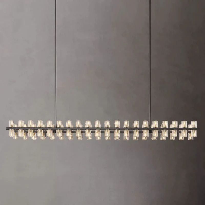 Akio Wine-Glass Rectangular Chandelier 72" Modern Kitchen Ceiling Light Fixture for Hanging Over Table
