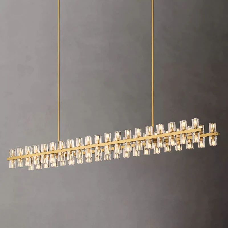 Akio Wine-Glass Rectangular Chandelier 72" Modern Kitchen Ceiling Light Fixture for Hanging Over Table