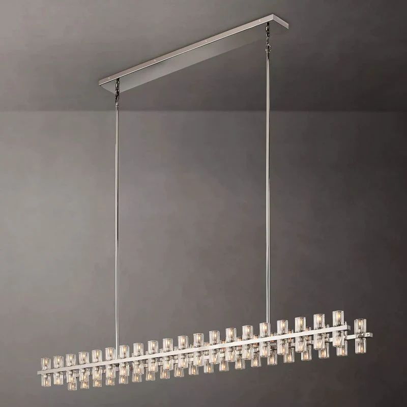 Akio Wine-Glass Rectangular Chandelier 72" Modern Kitchen Ceiling Light Fixture for Hanging Over Table