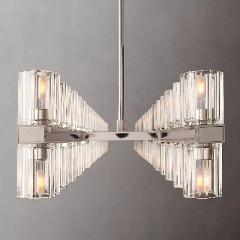 Akio Wine-Glass Rectangular Chandelier 72" Modern Kitchen Ceiling Light Fixture for Hanging Over Table