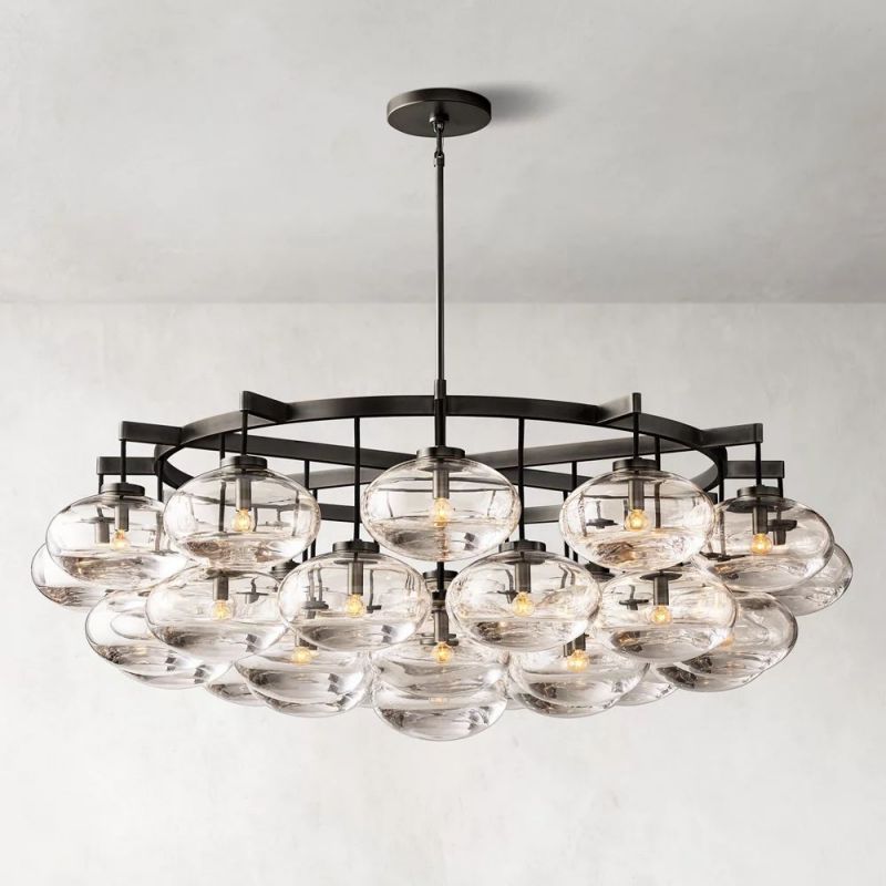 Cabretti 60-inch round crystal ball dining room chandelier with modern design