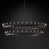 Camina Vintage Black Candelabra 2-Tier Round Wagon Wheel Chandelier
