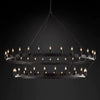 Camina Vintage Black Candelabra 2-Tier Round Wagon Wheel Chandelier