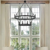 Camina Vintage Black Candelabra 2-Tier Round Wagon Wheel Chandelier