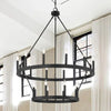 Camina Vintage Black Candelabra 2-Tier Round Wagon Wheel Chandelier