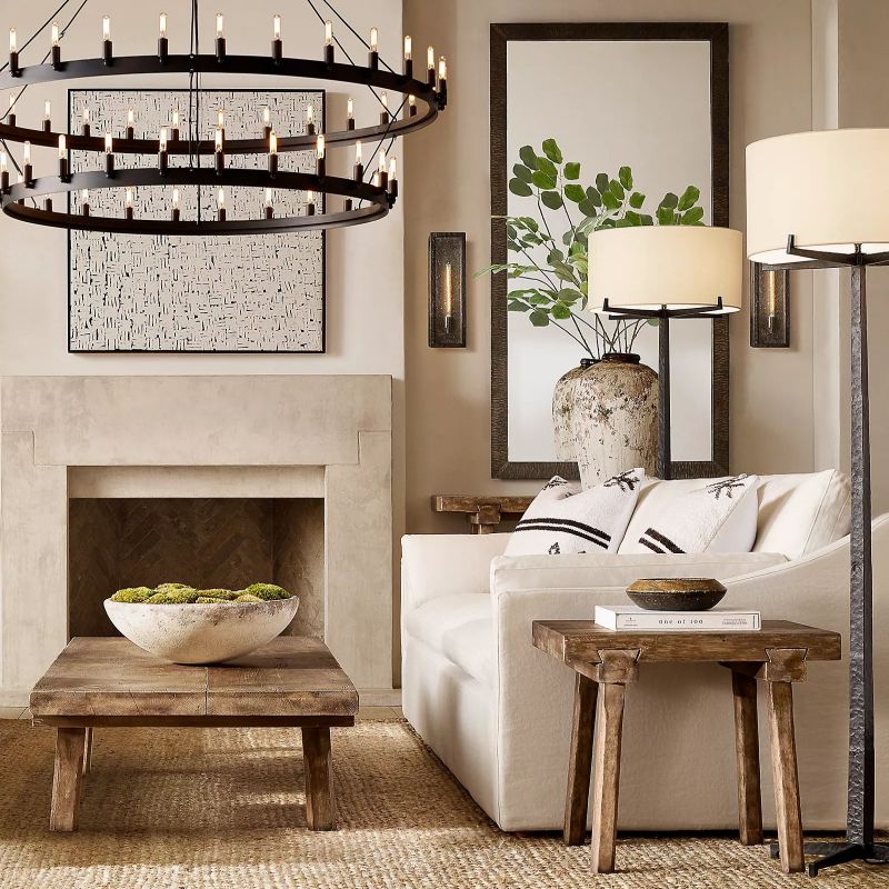 Camina Vintage Filament 2-Tier Black Farmhouse Mid Century Chandelier | SunKingHome