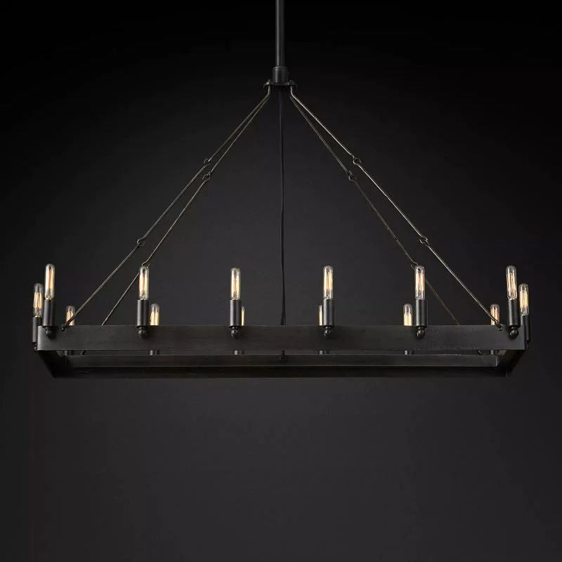 Camina Vintage Gold Filament Rectangular Chandelier