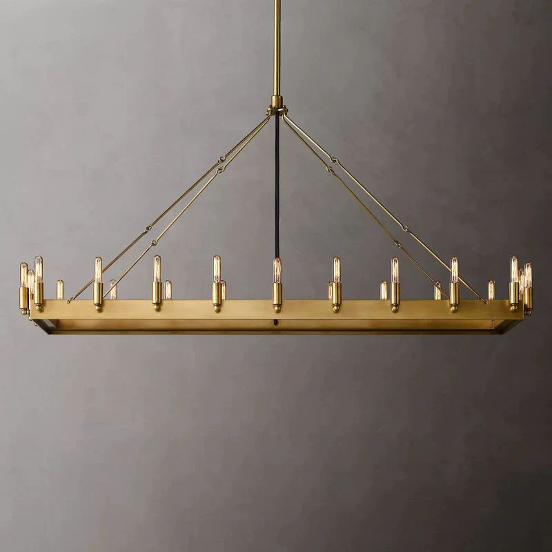 Camina Vintage Gold Filament Rectangular Chandelier