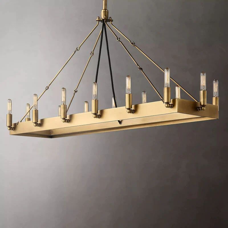 Camina Vintage Gold Filament Rectangular Chandelier