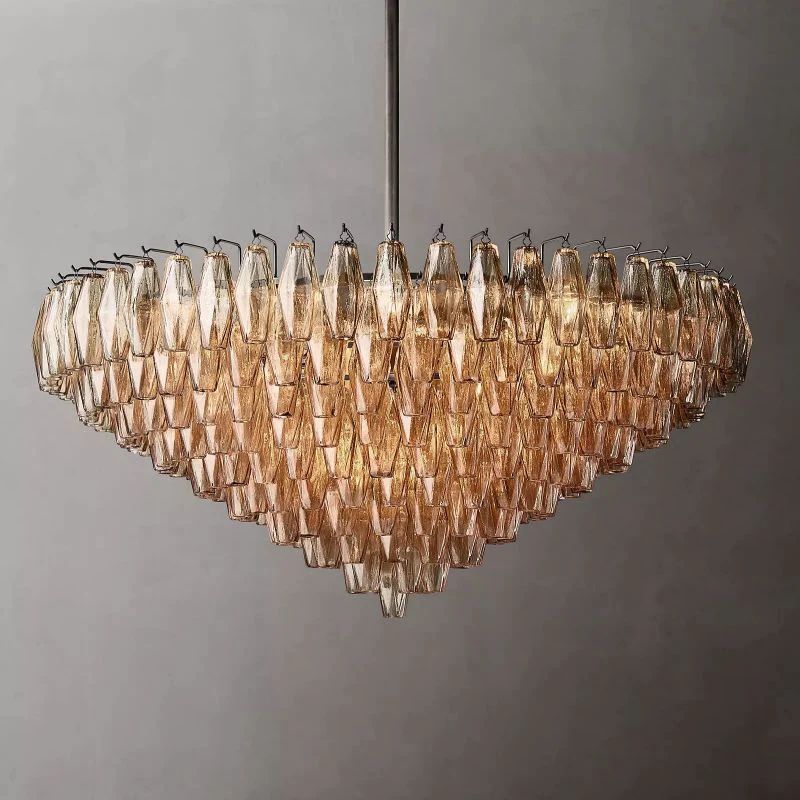Chara Smoke Glass Tiered Round Chandelier 47