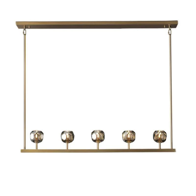 Cristal Glass Linear Chandelier Modern Dining Room and Kitchen Island Light Fixtures 48"