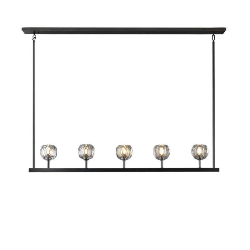 Cristal Glass Linear Chandelier Modern Dining Room and Kitchen Island Light Fixtures 48"