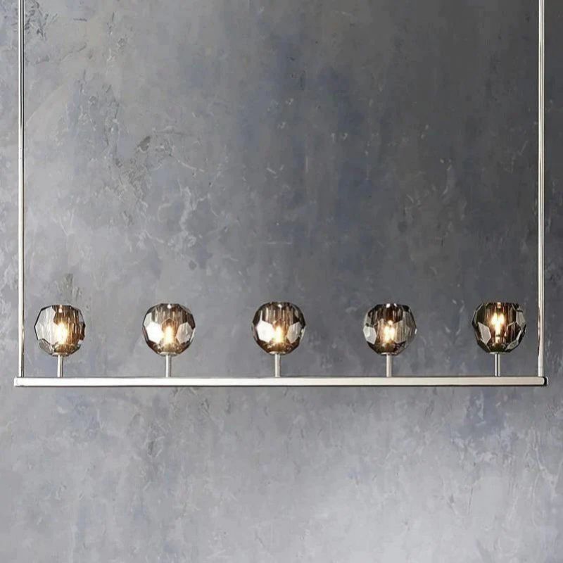 Cristal Glass Linear Chandelier Modern Dining Room and Kitchen Island Light Fixtures 48