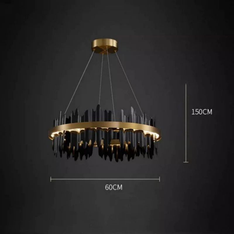 Kieran Black and Gold Modern Sculpture Round Chandelier | SunKingHome