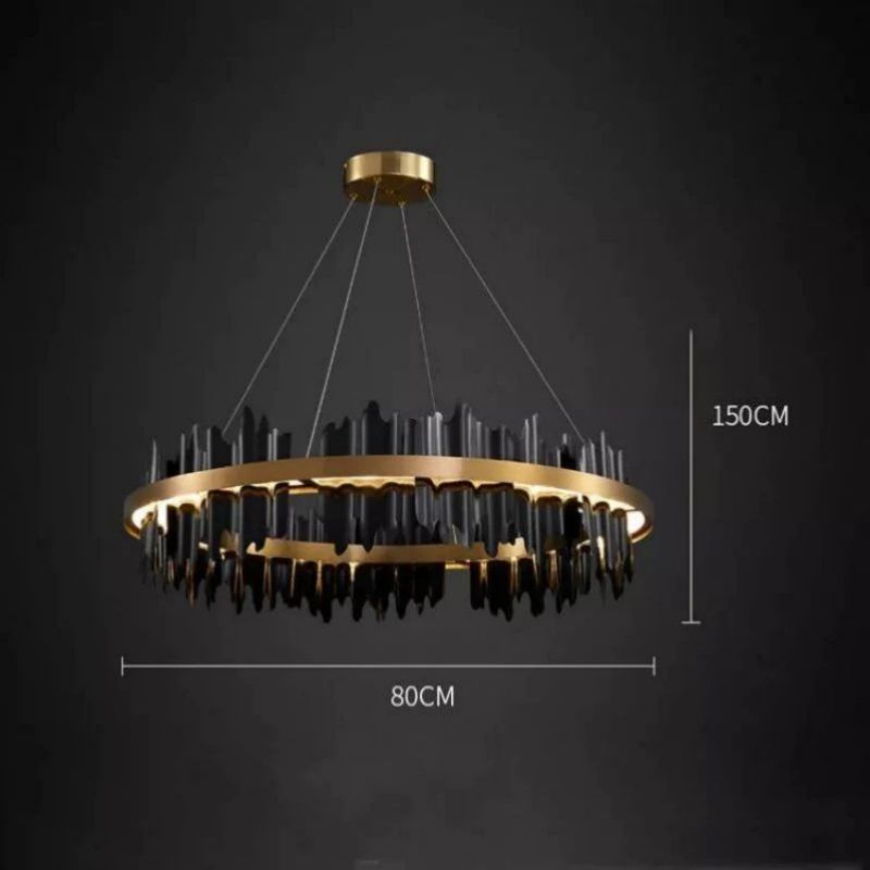 Kieran Black and Gold Modern Sculpture Round Chandelier | SunKingHome