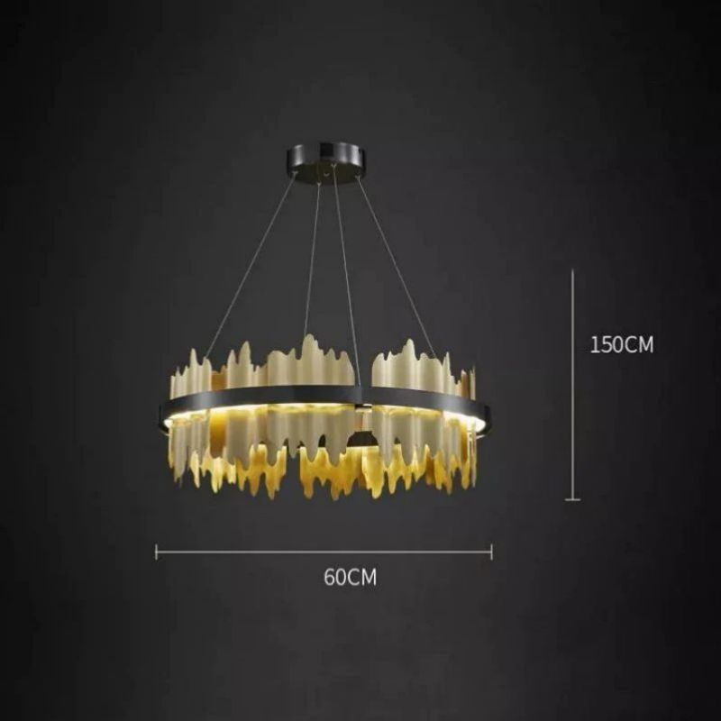 Kieran Black and Gold Modern Sculpture Round Chandelier | SunKingHome
