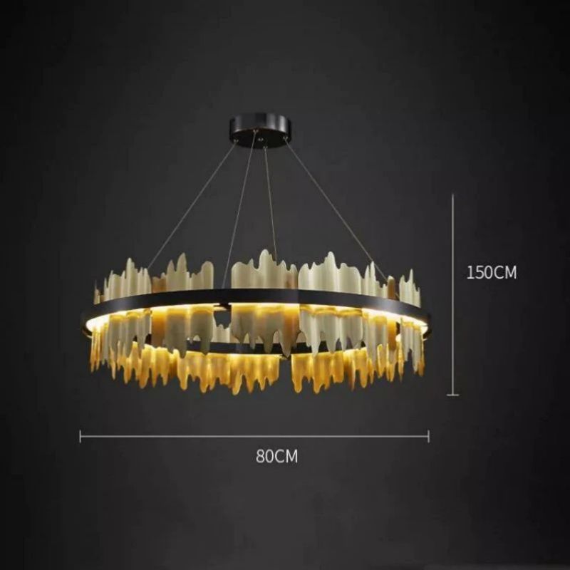 Kieran Black and Gold Modern Sculpture Round Chandelier | SunKingHome