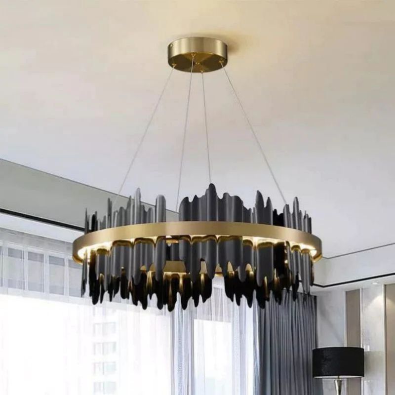 Kieran Black and Gold Modern Sculpture Round Chandelier | SunKingHome