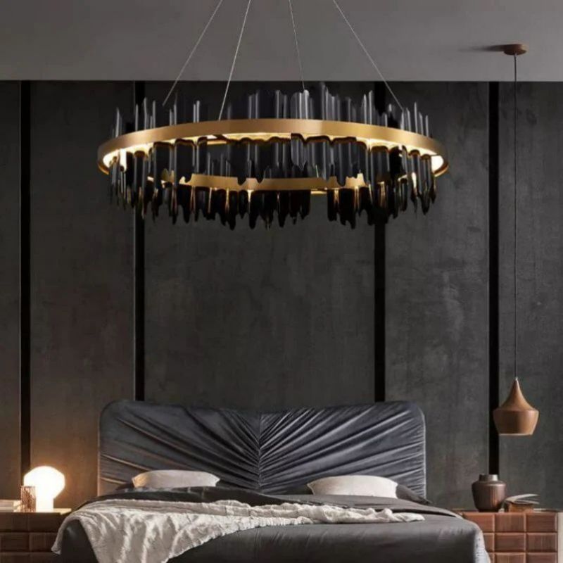 Kieran Black and Gold Modern Sculpture Round Chandelier | SunKingHome