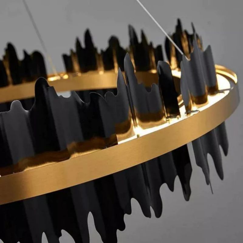 Kieran Black and Gold Modern Sculpture Round Chandelier | SunKingHome