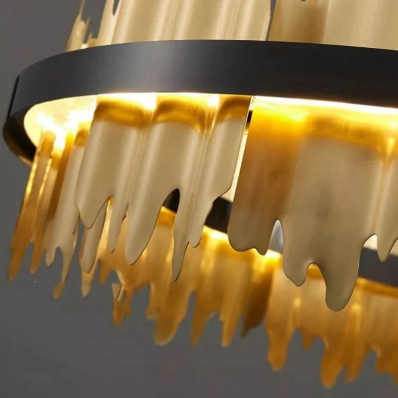 Kieran Black and Gold Modern Sculpture Round Chandelier | SunKingHome