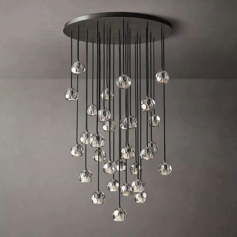Cristal Clear Glass Round Cluster Chandelier 40