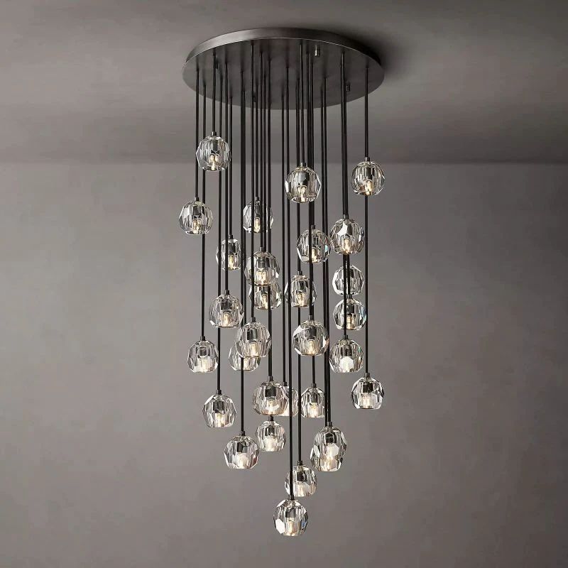 Cristal Clear Glass Round Cluster Chandelier 30