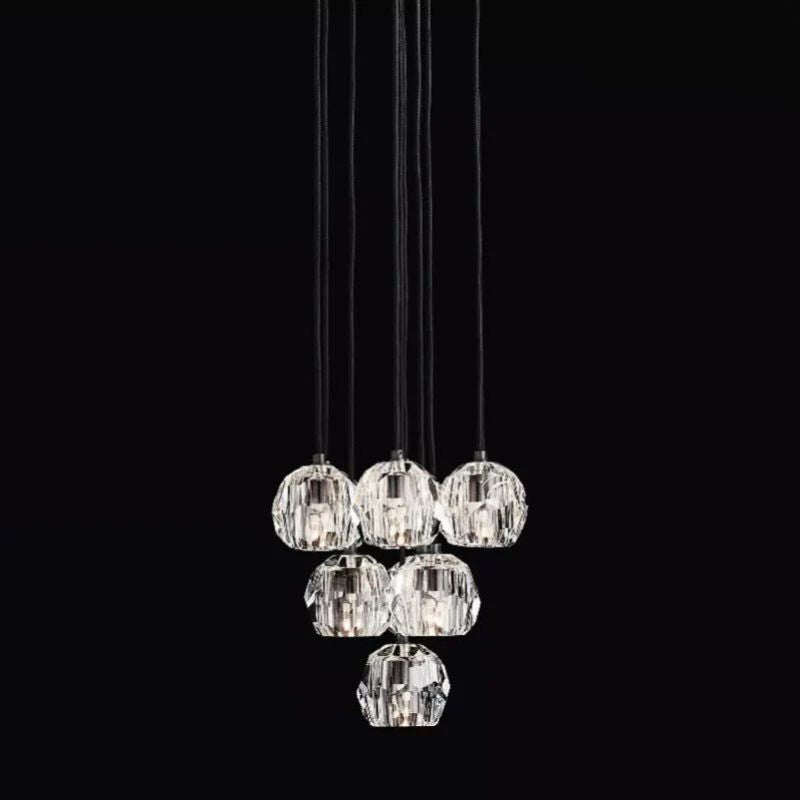 Luxury Modern Crystal Glass Cluster Pendant Chandelier Light for Dining Room and Living Room 14"