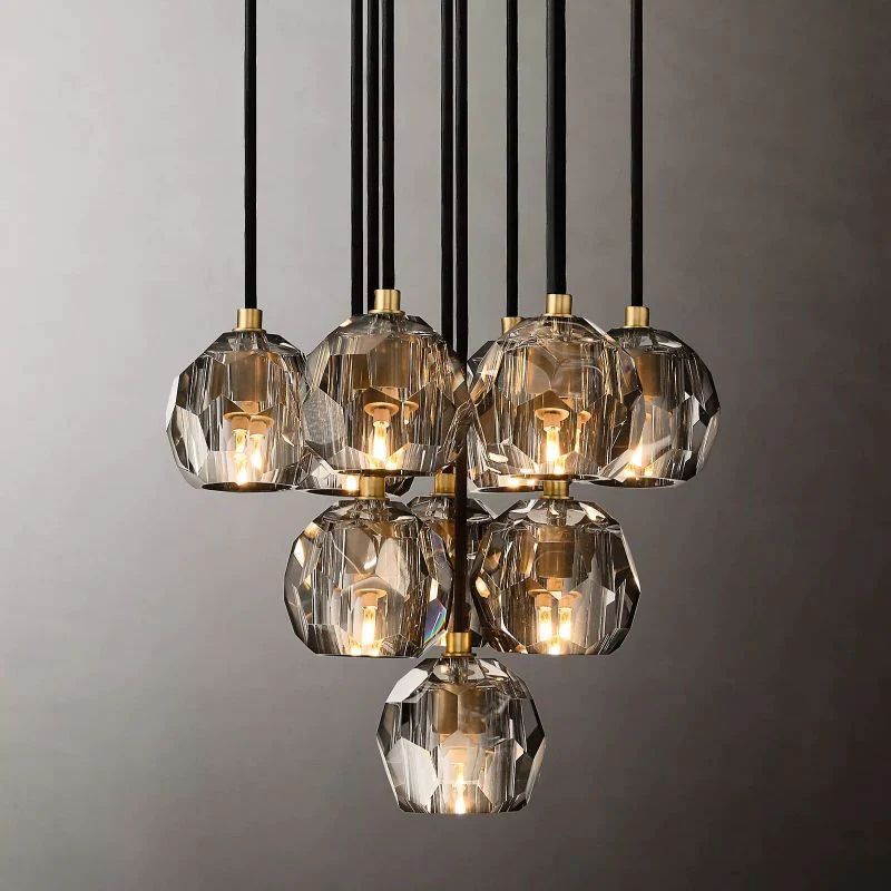 Luxury Modern Crystal Glass Cluster Pendant Chandelier Light for Dining Room and Living Room 14