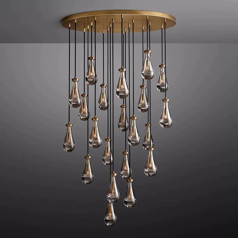 Luxury Raindrop Round Large Crystal Chandelier Lighting for Living Room
