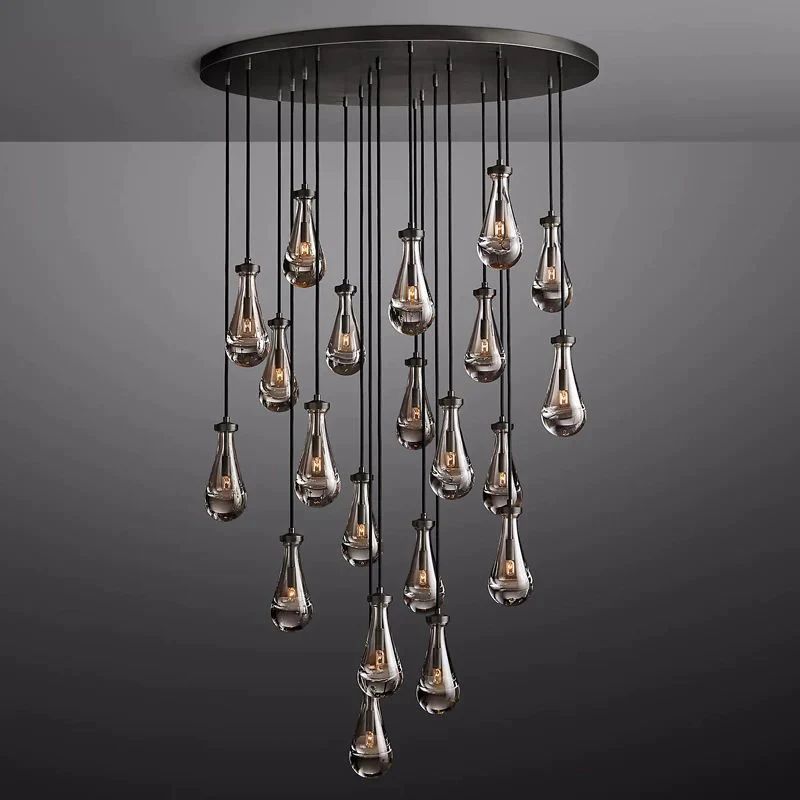 Luxury Raindrop Round Large Crystal Chandelier Lighting for Living Room