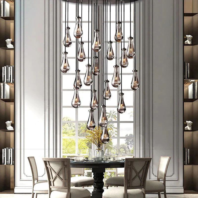 Luxury Raindrop Round Large Crystal Chandelier Lighting for Living Room