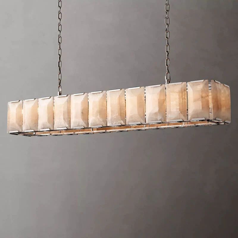 Huxley Calcite 74" Modern Rectangular Chandelier for Dining Room