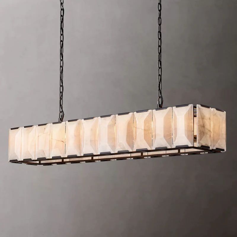 Huxley Calcite 74" Modern Rectangular Chandelier for Dining Room