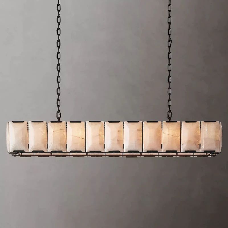 Huxley Calcite 74" Modern Rectangular Chandelier for Dining Room