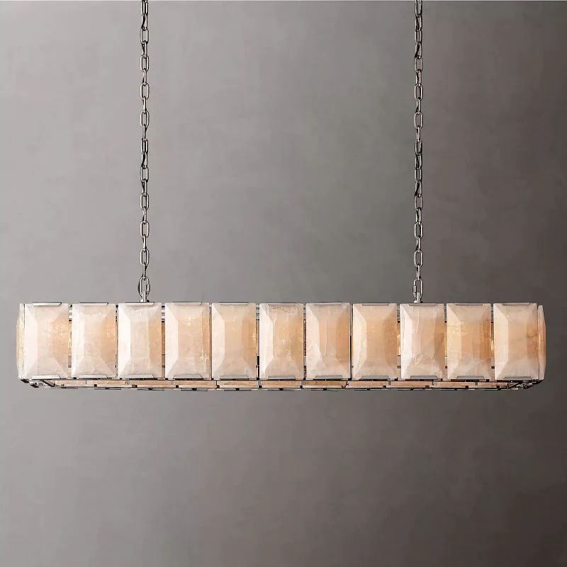 Huxley Calcite 74" Modern Rectangular Chandelier for Dining Room
