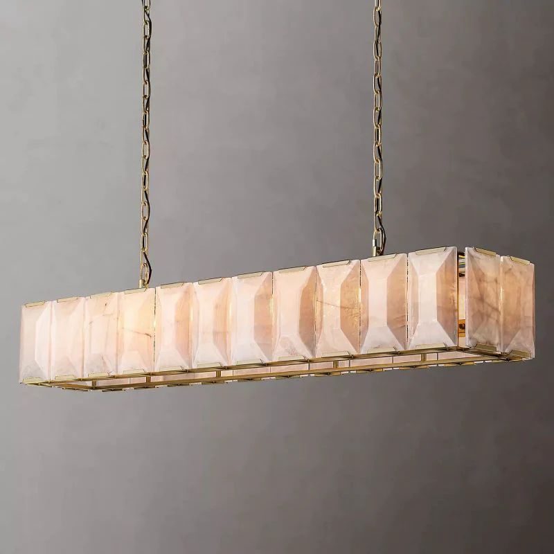 Huxley Calcite 74" Modern Rectangular Chandelier for Dining Room