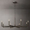 60 inch round wrought iron chandelier in large dining room